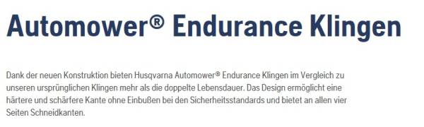 Original Husqvarna ENDURANCE HSS PRO Blade Messer [[G]] - 6 Stück