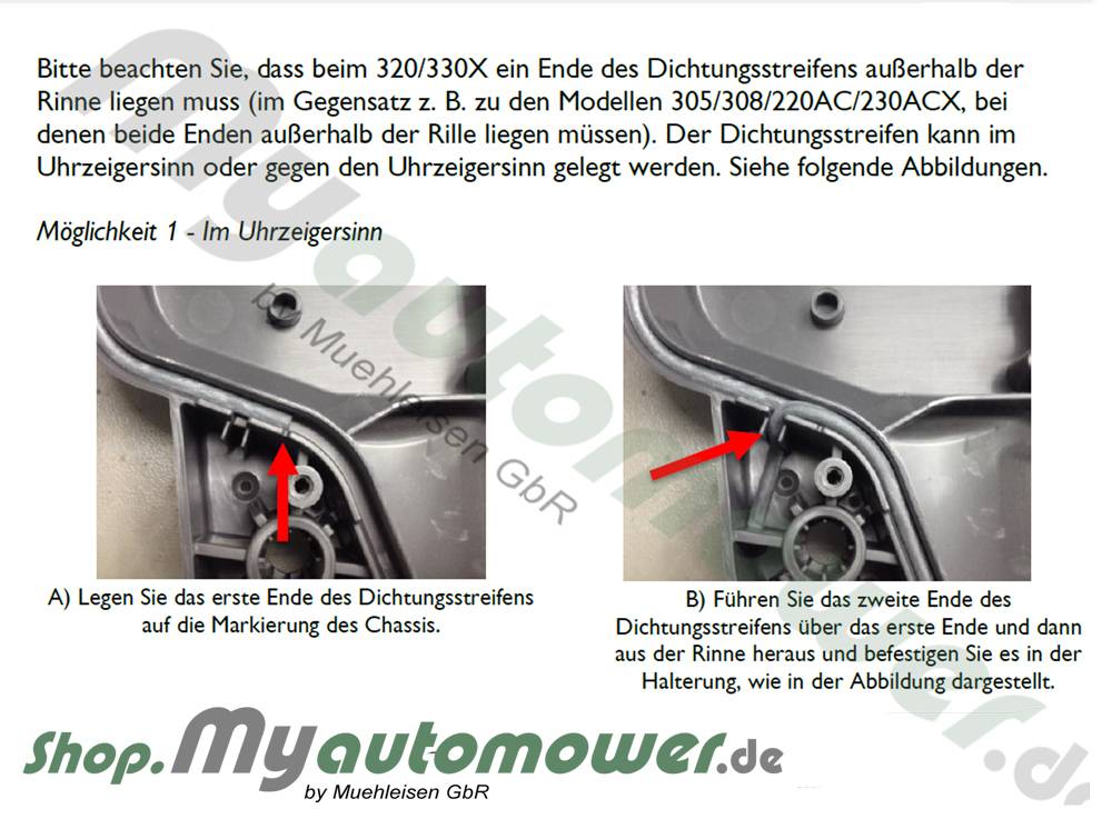 Dichtungsband 1 Stück P12 Mähdeck innen 5mm